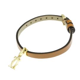 Pulseira de couro 2C Charm Cartier em ouro amarelo Dourado