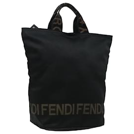 Fendi-FENDI Hand Bag Nylon Black Auth 92994-Black