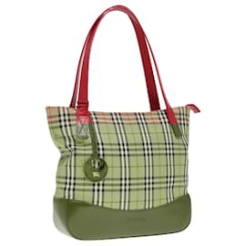Autre Marque-Burberrys Nova Check Tote Bag Canvas Leather Beige Gold Red Auth bs18585-Red,Beige,Golden