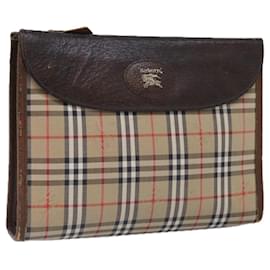 Autre Marque-Burberrys Nova Check Clutch Bag Canvas Beige Auth ti2111-Beige