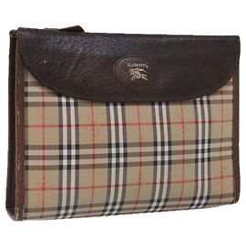 Autre Marque Burberrys Nova Check Clutch Bag aus Canvas Beige Auth ti2111 Beige