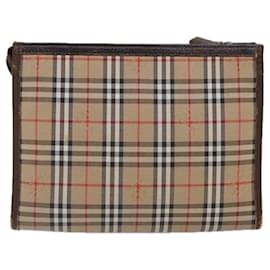 Autre Marque-Burberrys Nova Check Clutch Bag Canvas Beige Auth ti2111-Beige