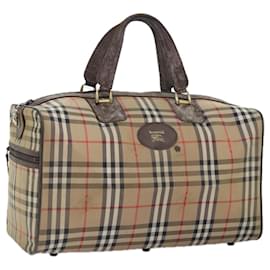 Autre Marque-Burberrys Nova Check Boston Bag Canvas Beige Auth bs18570-Beige