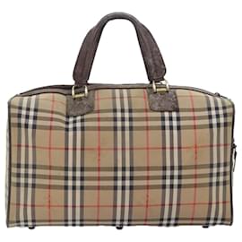 Autre Marque-Burberrys Nova Check Boston Bag Canvas Beige Auth bs18570-Beige
