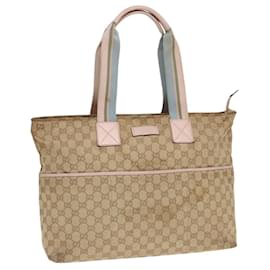 Gucci-GUCCI GG Canvas Tote Bag Beige 155524 Auth 93858-Beige