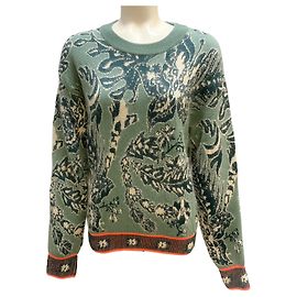 Chloé Intarsia Strickpullover Kaktusblume Meergrün Grün