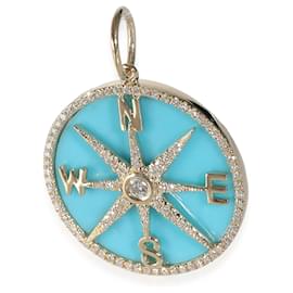 Autre Marque-Anne Sisteron Turquoise Fashion Pendant in 14k Yellow Gold 0.25 CTW-Other