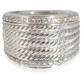Anillo de moda Sculpted Cable de David Yurman en plata esterlina 0,33 CTW Otro