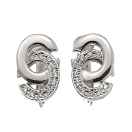 Céline-Celine Diamond Clip Earrings in Platinum-Other