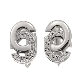 Céline-Celine Diamond Clip Earrings in Platinum-Other