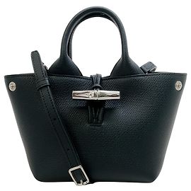 Longchamp Extra Small Borsa Le Roseau in Pelle Nera Nero