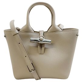 Longchamp Extra Small Ivory Leder Le Roseau Tasche Roh