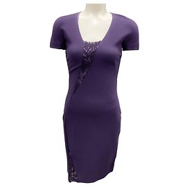 Kurzes Stretch-Strickkleid mit lila Spitzenakzenten von Emilio Pucci Lila
