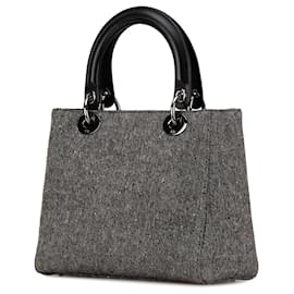 Dior-Gray Dior Medium Tweed Lady Dior Satchel-Other