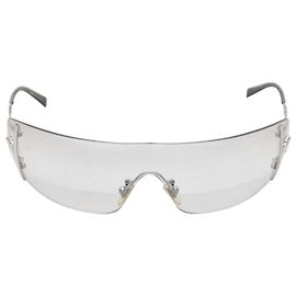 Silberfarbene Versace Medusa Schild Sonnenbrille Silber