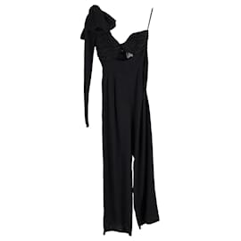 Johanna Ortiz-Johanna Ortiz Love Spell One-Shoulder Jumpsuit in Black Silk Crepe-Black