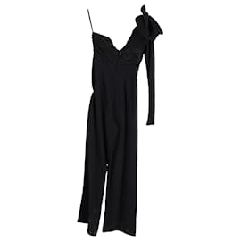 Johanna Ortiz-Johanna Ortiz Love Spell One-Shoulder Jumpsuit in Black Silk Crepe-Black