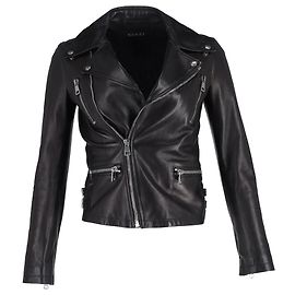 Gucci Bird-Embroidered Biker Jacket in Black Leather Black