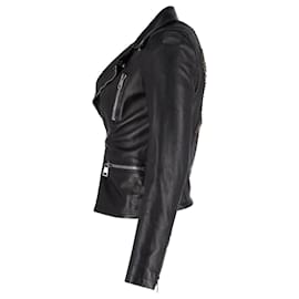 Gucci- Gucci Bird-Embroidered Biker Jacket in Black Leather-Black