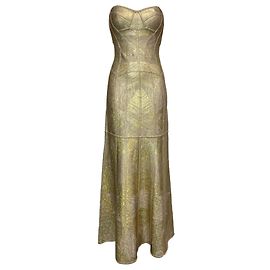 Vestido de noche Merlyn de vendaje Herve Leger en rayón dorado Dorado Metálico