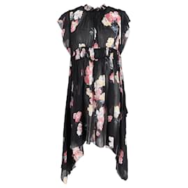 Ulla Johnson- Ulla Johnson Luisa Floral Print Midi Asymmetrical Dress in Multicolor Silk-Multiple colors