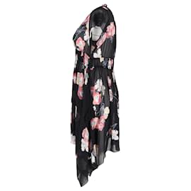 Ulla Johnson- Ulla Johnson Luisa Floral Print Midi Asymmetrical Dress in Multicolor Silk-Multiple colors