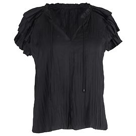Blouse à manches courtes plissée et volantée Ulla Johnson en polyester noir Noir
