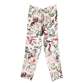 Pantalones rectos de seda multicolor con estampado safari de Valentino Garavani Multicolor