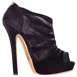Escarpins à bout ouvert zippés à talons hauts Jimmy Choo en daim violet et en maille Violet