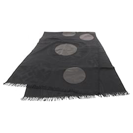 Hermès-Hermes New Libris Silk Cashmere Lamb Leather Stole-Black