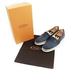 Tod's-Tod's Leather Slip-on Navy Shoes-Navy blue