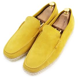Tod's-Tod's Suede Leather Espadrille Slip-On Shoes-Yellow