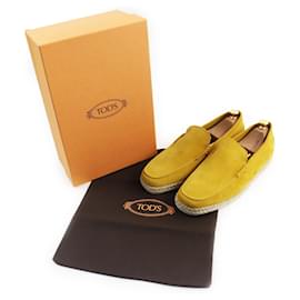 Tod's-Tod's Suede Leather Espadrille Slip-On Shoes-Yellow