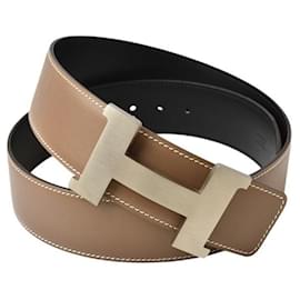 Hermès-Hermes Constance H Buckle Leather Belt Brown/Black-Brown