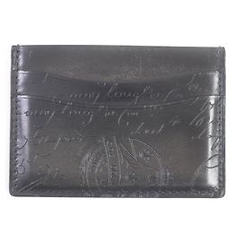 Berluti Leather Bamboo Neo Scritto Card Holder Black