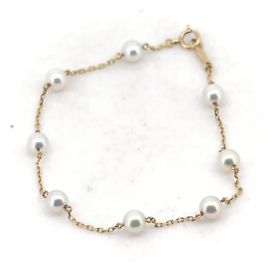 Pulseira de Pérolas Mikimoto Au750 Dourado