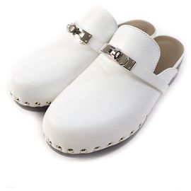 Hermès Hermes Carlotta Silver Kelly Buckle Mule White