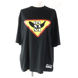 Camiseta oversized em algodão triângulo Prada preta S Preto