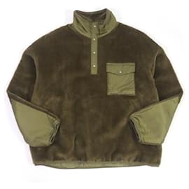 VISVIM BARLOW Wool Rayon Pullover Fleece Jacket Khaki