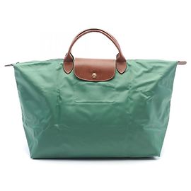Bolsa de viagem Longchamp Le Pliage Original S em nylon e couro Verde