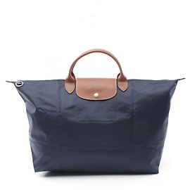 Borsa da viaggio Longchamp Le Pliage S in nylon e pelle Blu