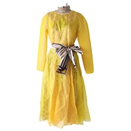 Fendi-Robe Monogram Jaune Fendi avec Ceinture Écharpe-Autre