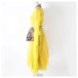 Fendi-Robe Monogram Jaune Fendi avec Ceinture Écharpe-Autre