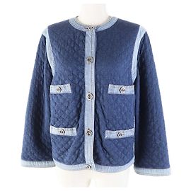 Chanel Cotton Viscose Rhinestone Button Denim Jacket Other
