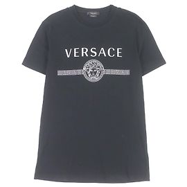 Camiseta de algodón negra con logo de Medusa Versace S Negro