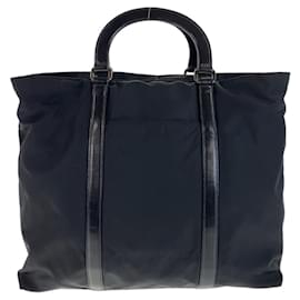 Prada-Prada Nylon Leather Tessuto Logo Business Briefcase-Black