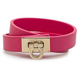 Salvatore Ferragamo Gancini 2way Leather Bracelet Pink