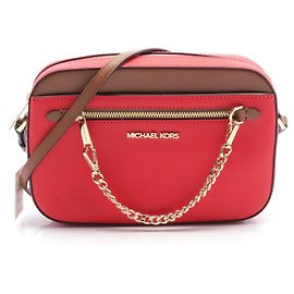 Michael Kors Jet Set Leather Shoulder Bag Red