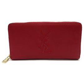 Yves Saint Laurent Leather Round Wallet Red