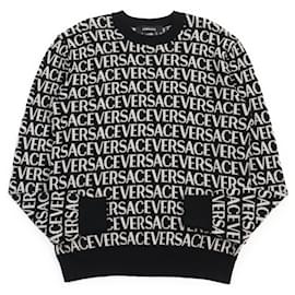 Versace-Versace Logo Crew Neck Sweater Black 46-Black